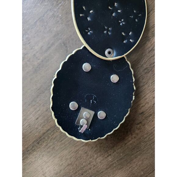 Oval Hollow Belt Vintage Disc Wide Belts Metal Buckle Cowboy Western Style euc - Picture 5 of 7